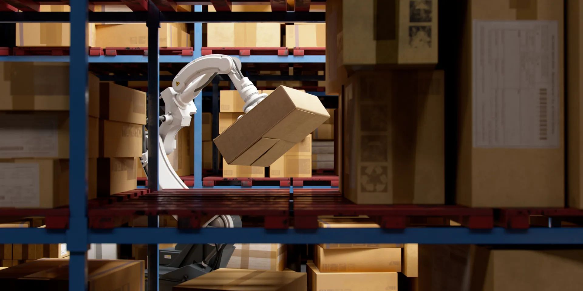 Robot lifting package in fulfillment facility